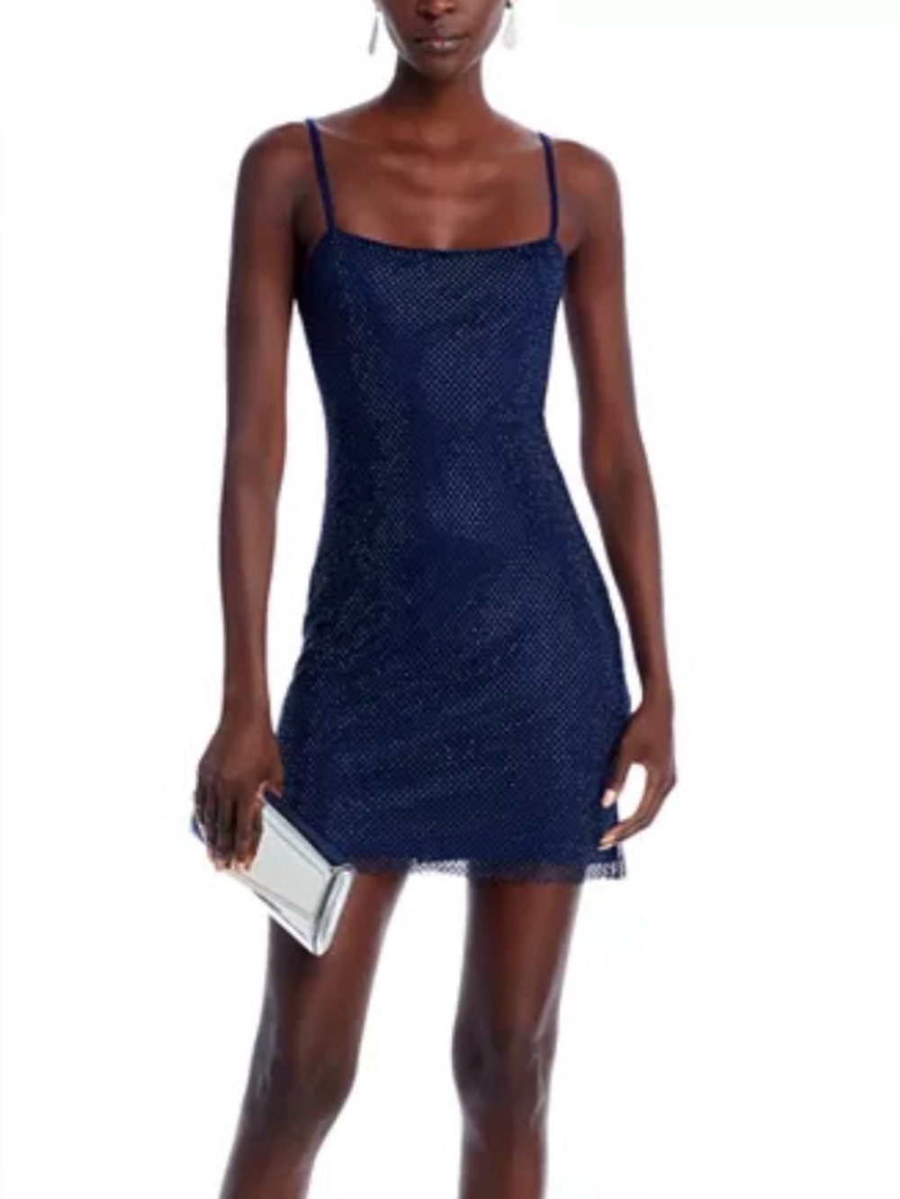 Crystal Embellished Navy Blue AQUA Mini Dress